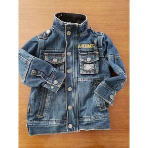 Kids Denim Jean Jacket Sz 4 Michael Jackson Vibe Military Cargo Akademiks Adks‎